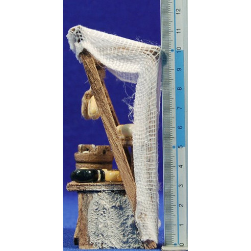 Banco quesos con toldo 8x5x11 cm madera