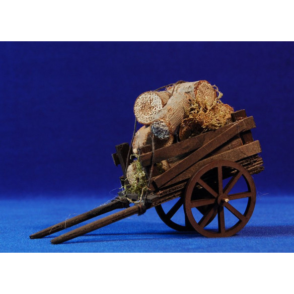 Carrello con legna 17 cm legno