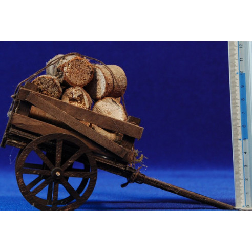 Carrello con legna 17 cm legno