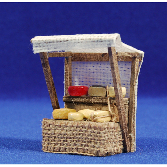 Banco quesos con toldo 6x4x7 cm madera