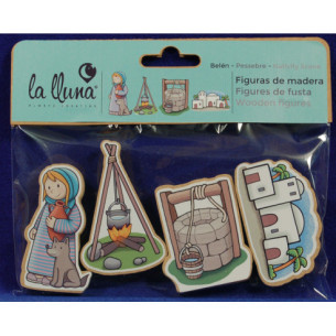 Donna pozzo pezzi 8 cm legno La lluna