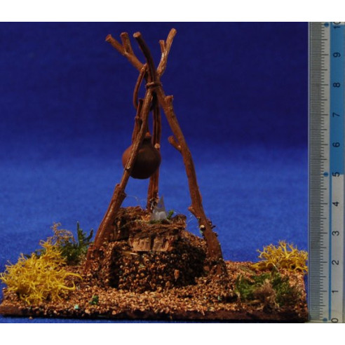 Fogata  amb pila 11x7x9 cm fusta