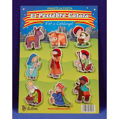 Natività con i re magi catalano - calamita 6 cm legno La lluna