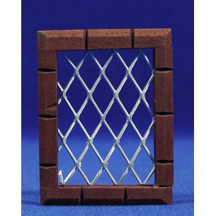 Finestra amb reixa quadrada 7 cm fusta metall