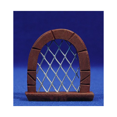 Window with grid round 7 cm metal wood