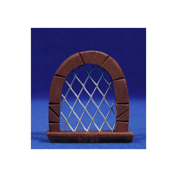 Window with grid round 7 cm metal wood