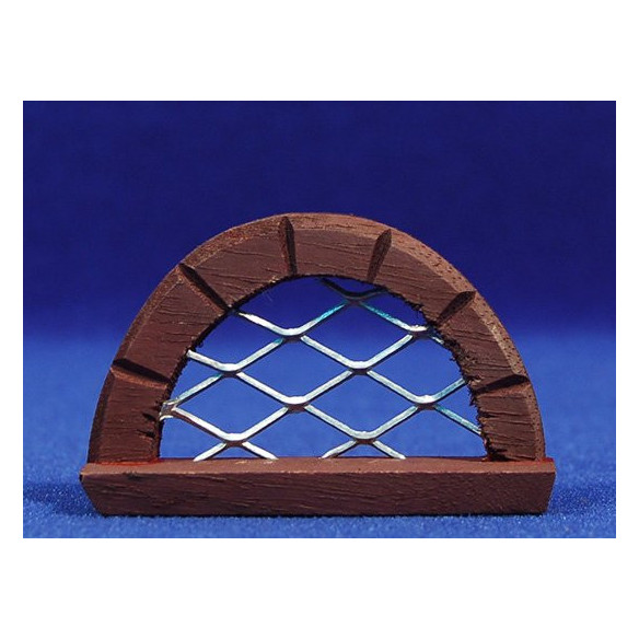 Ventana con reja redonda 4 cm madera metal