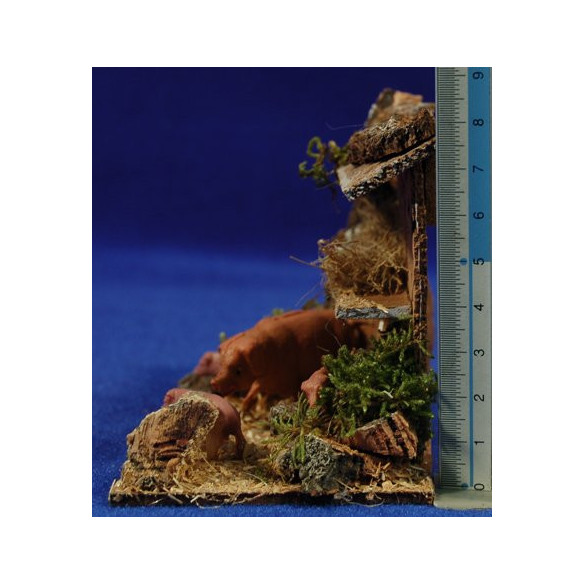 Cortile con maiali  8 cm sughero e plastica