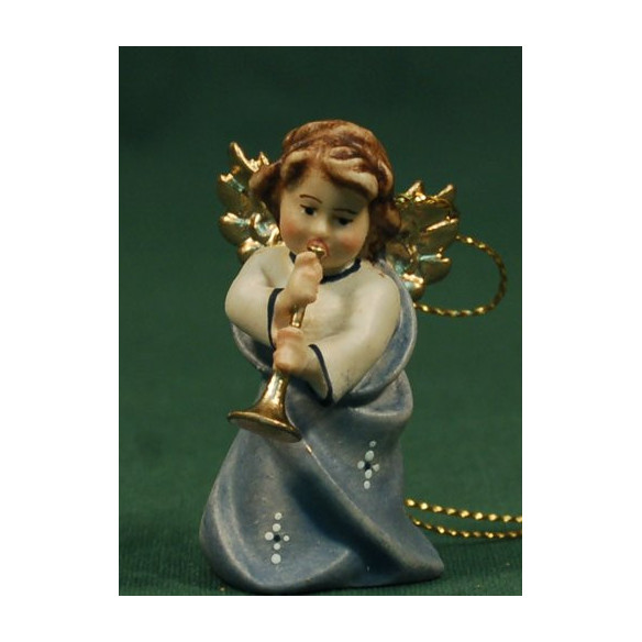 Ángel de pie o colgar con trombón 5,5 cm madera pintada