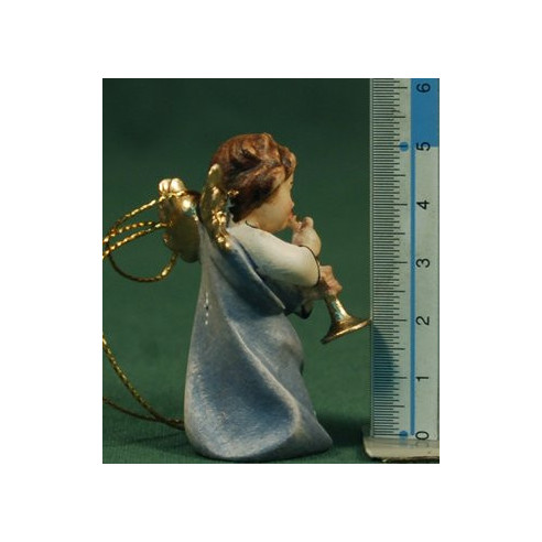 Ángel de pie o colgar con trombón 5,5 cm madera pintada