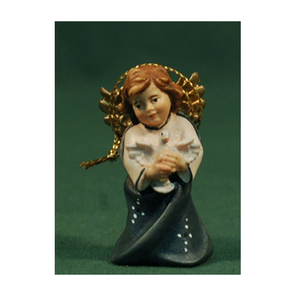 Putto appesi or in piede con colombe 5,5 cm legno depinto
