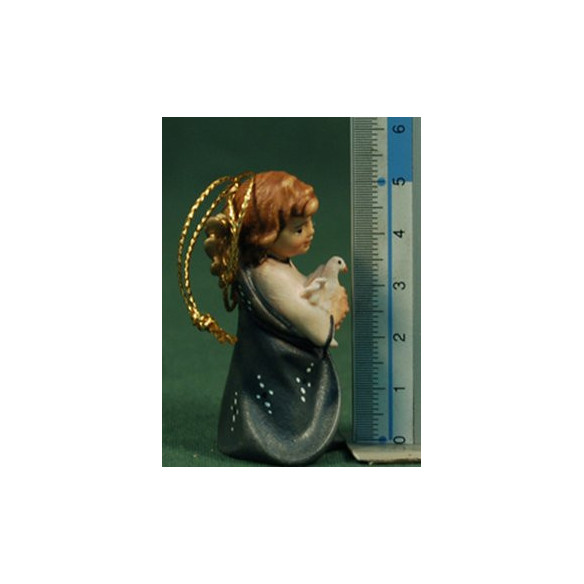 Putto appesi or in piede con colombe 5,5 cm legno depinto