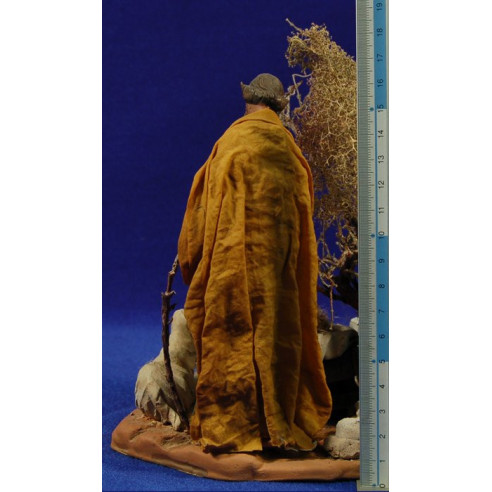 Natività senza bue e asino 15 cm terracotta e stoffa De Francesco