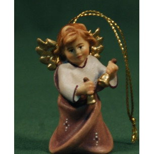 Angel to hang or standby with bells 5,5 cm painted wood
