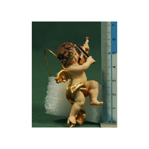 Putto musicista con violino appesi 6 cm legno depinto