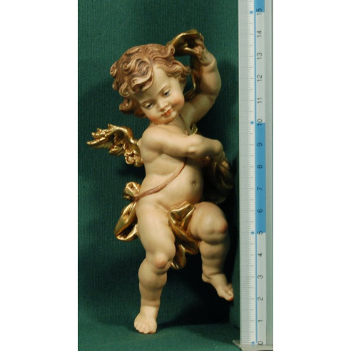 Putto con fascia appesi 15 cm legno depinto
