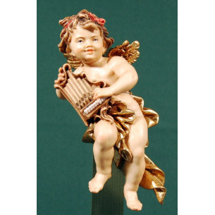Ángel músico con organo colgar 15 cm madera pintada