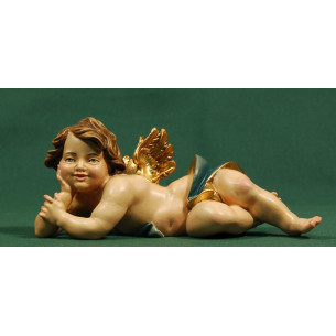 Angel lying left 20 cm painted wood