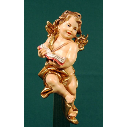Putto con libro appesi 15 cm legno depinto