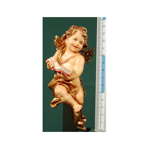 Putto con libro appesi 15 cm legno depinto