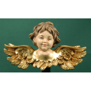 Angel head to hang double wing 15 cm resin