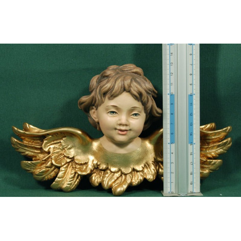 Angel head to hang double wing 15 cm resin