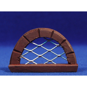 Window with grid round 4 cm metal wood