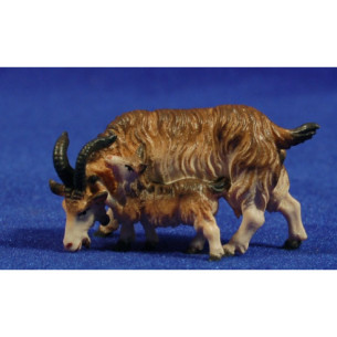 Goat with baby goat 12 cm wood