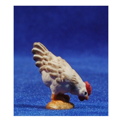Chicken eating 12 cm hand painted wood