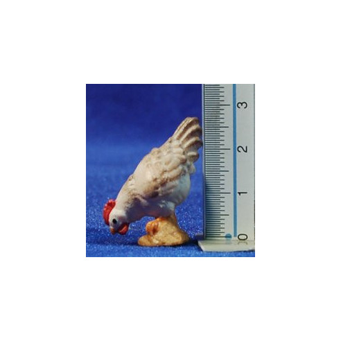 Chicken eating 12 cm hand painted wood