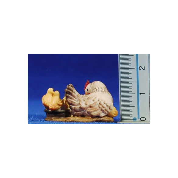Gallina e pulcini 8 cm legno pitturata a mano