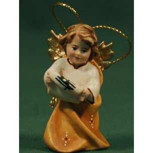 Angel to hang or standby with notes 5,5 cm painted wood