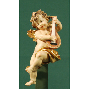 Ángel músico con laud colgar 15 cm madera pintada