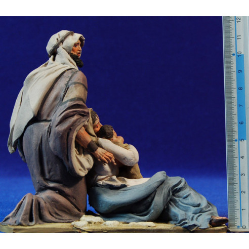 Natività senza bue e asino 16 cm terracotta dipinte De Francesco