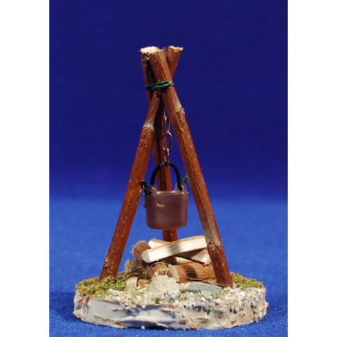 Falò con batteria 6x10 cm legno