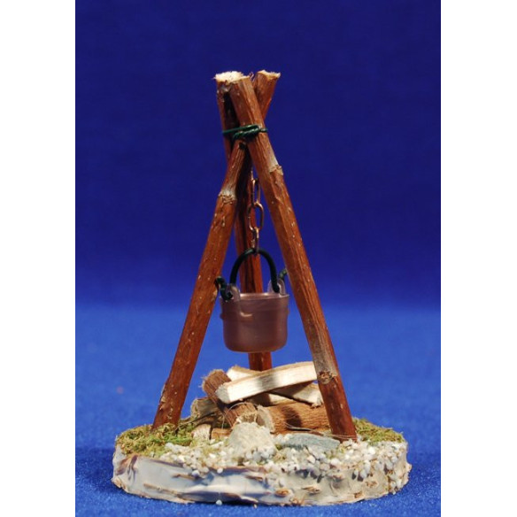 Fire with battery 6x10 cm wood