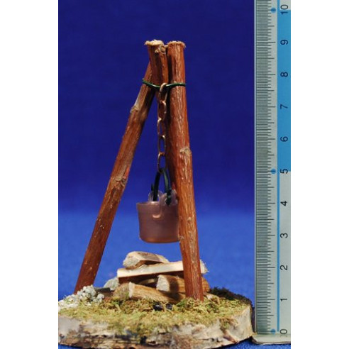 Fire with battery 6x10 cm wood