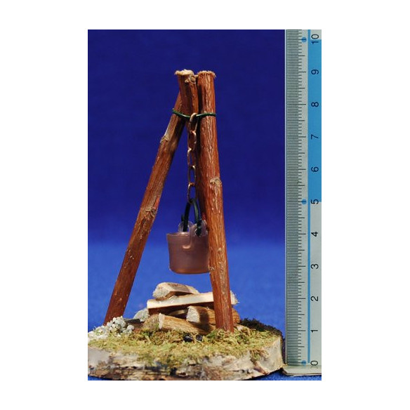 Fire with battery 6x10 cm wood