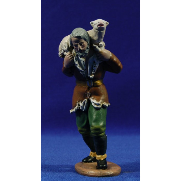 Shepherd with lamb 16 cm clay painted Figuralia