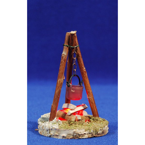 Fire with battery 6x10 cm wood