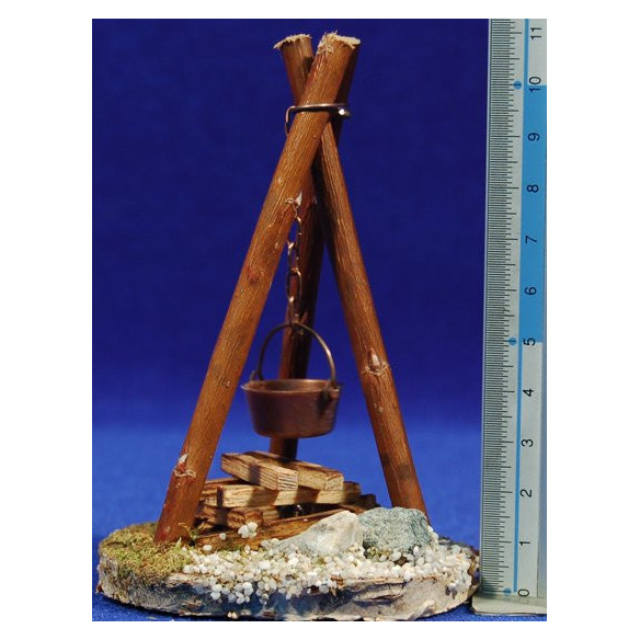 Falò con batteria 7x12 cm legno
