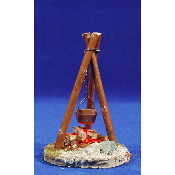 Falò con batteria 7x12 cm legno