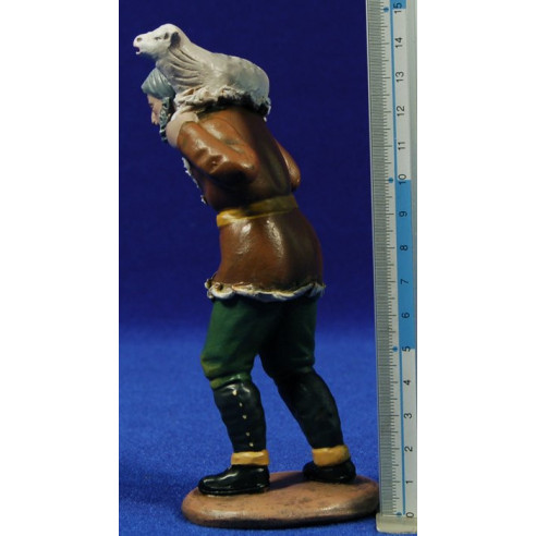 Shepherd with lamb 16 cm clay painted Figuralia