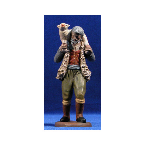 Shepherd with lamb 18 cm clay painted Figuralia