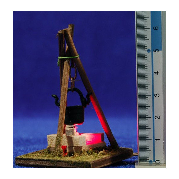 Falò (3-4,5V) 6 cm legno