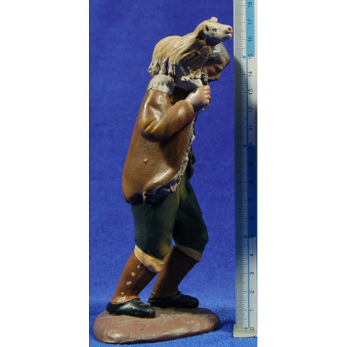 Pastore con agnello 18 cm terracotta dipinte Figuralia
