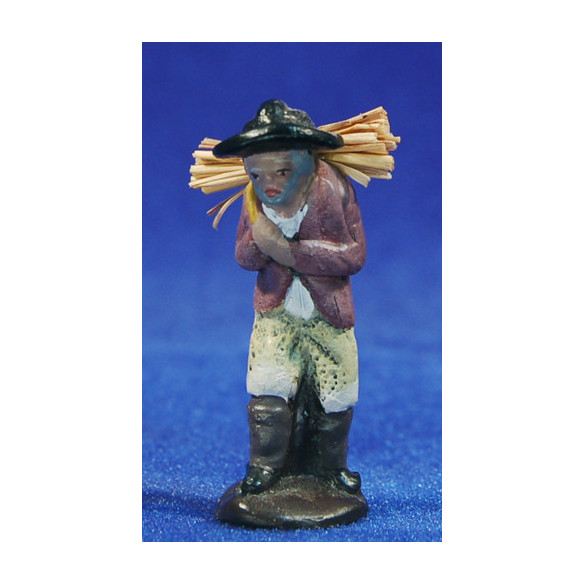 Pastor con leña 5 cm barro pintado Figuralia