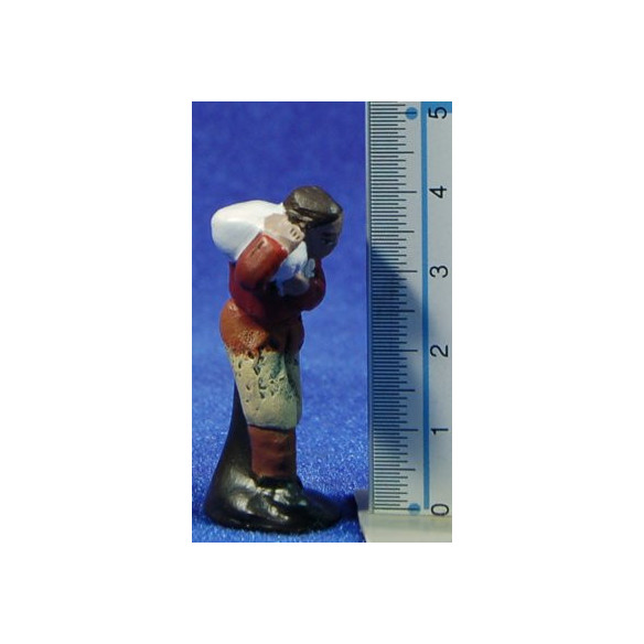 Pastore con sacco 5 cm terracotta dipinte Figuralia