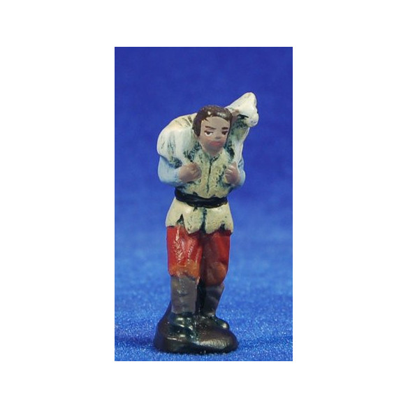 Pastor con cordero 5 cm barro pintado Figuralia