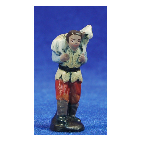 Pastor con cordero 5 cm barro pintado Figuralia